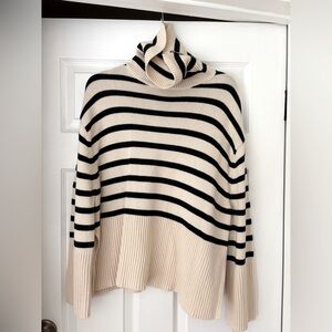 GAP Cream and Black Striped Knit Sweater XS